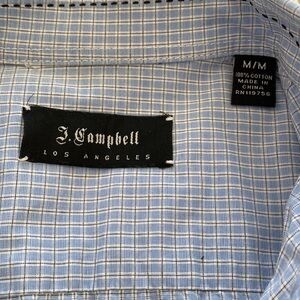Men shirt J Campbell Los Angeles blue plaid button down long sleeve shirt M